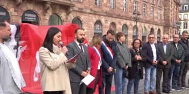 Ekrem İmamoğlu’nun tutukluluğunun birinci yılı, Fransa’nın Strazburg kentinde protesto edildi